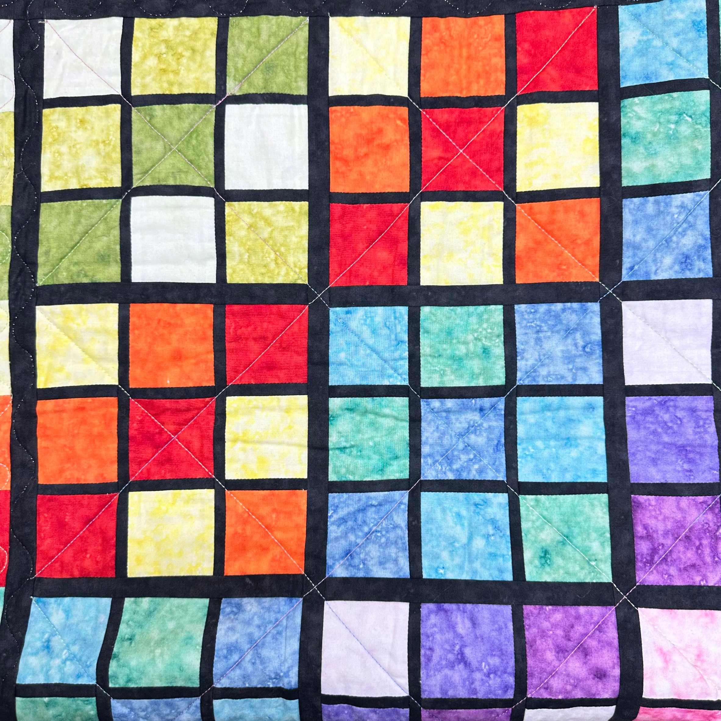Premium 100% Cotton Lap Quilt- 104cm x 104cm (Rainbow) (Slight Damage)