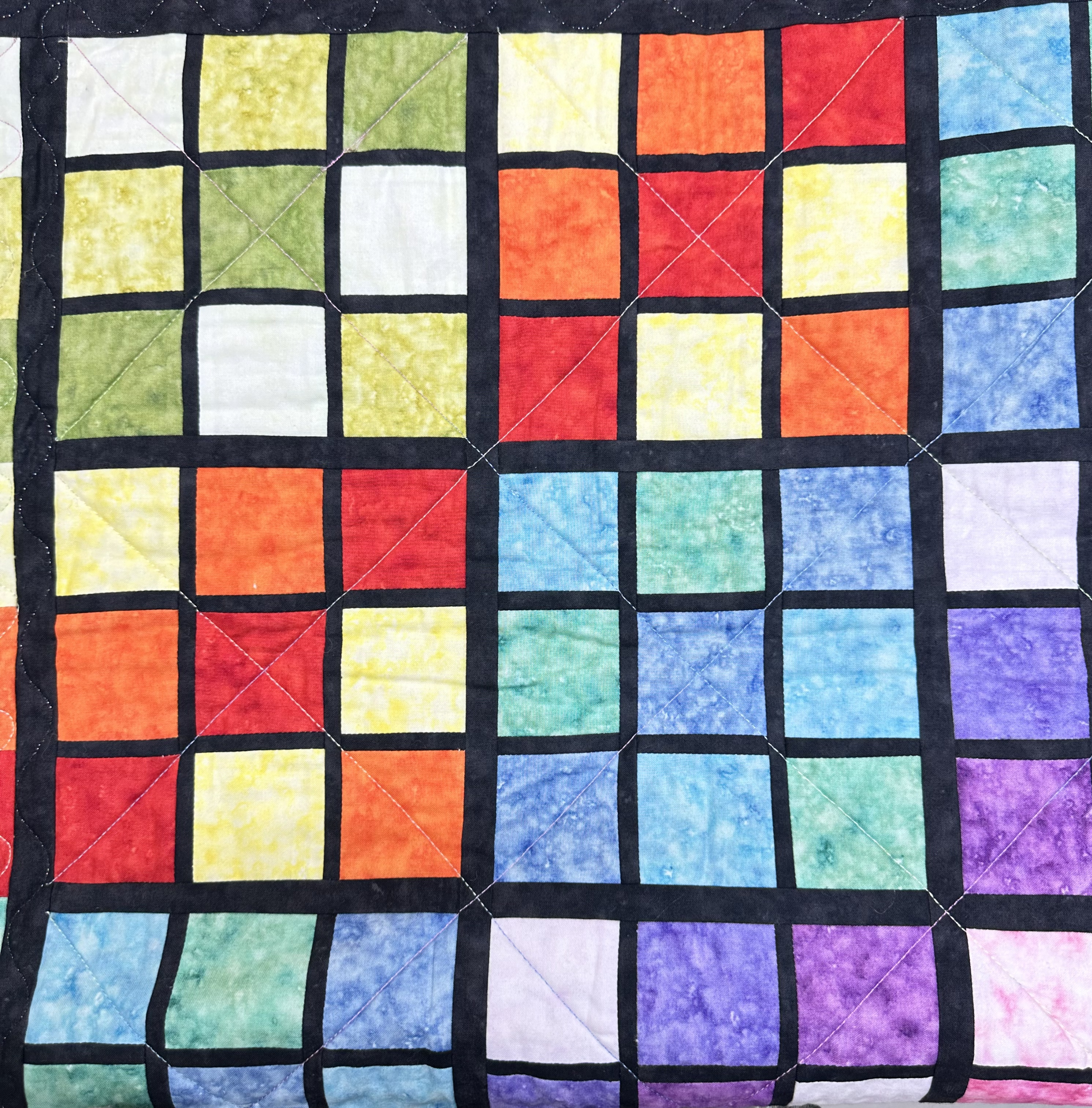 Premium 100% Cotton Lap Quilt- 104cm x 104cm (Rainbow) (Slight Damage)