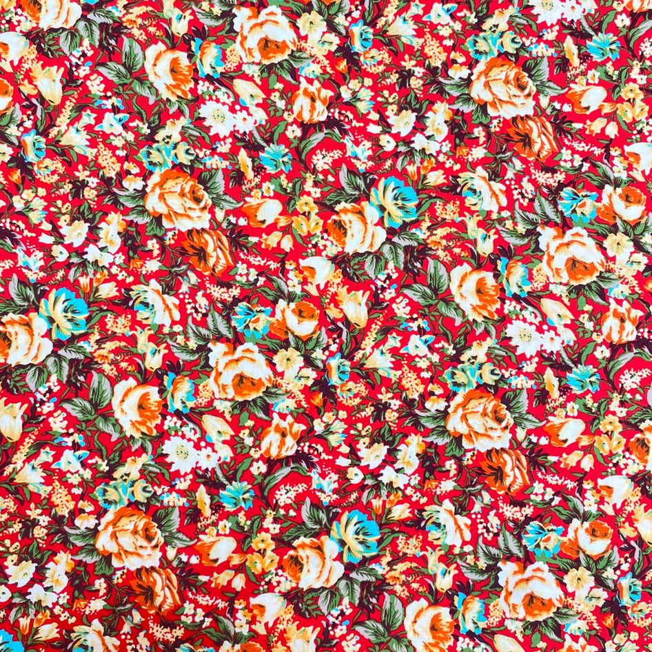 3 Metre Cotton Feel Printed Viscose, 'Cherry' - 55" Wide