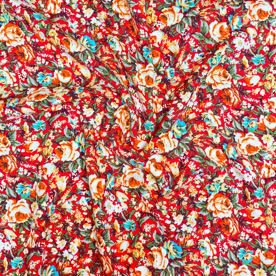 3 Metre Cotton Feel Printed Viscose, 'Cherry' - 55" Wide