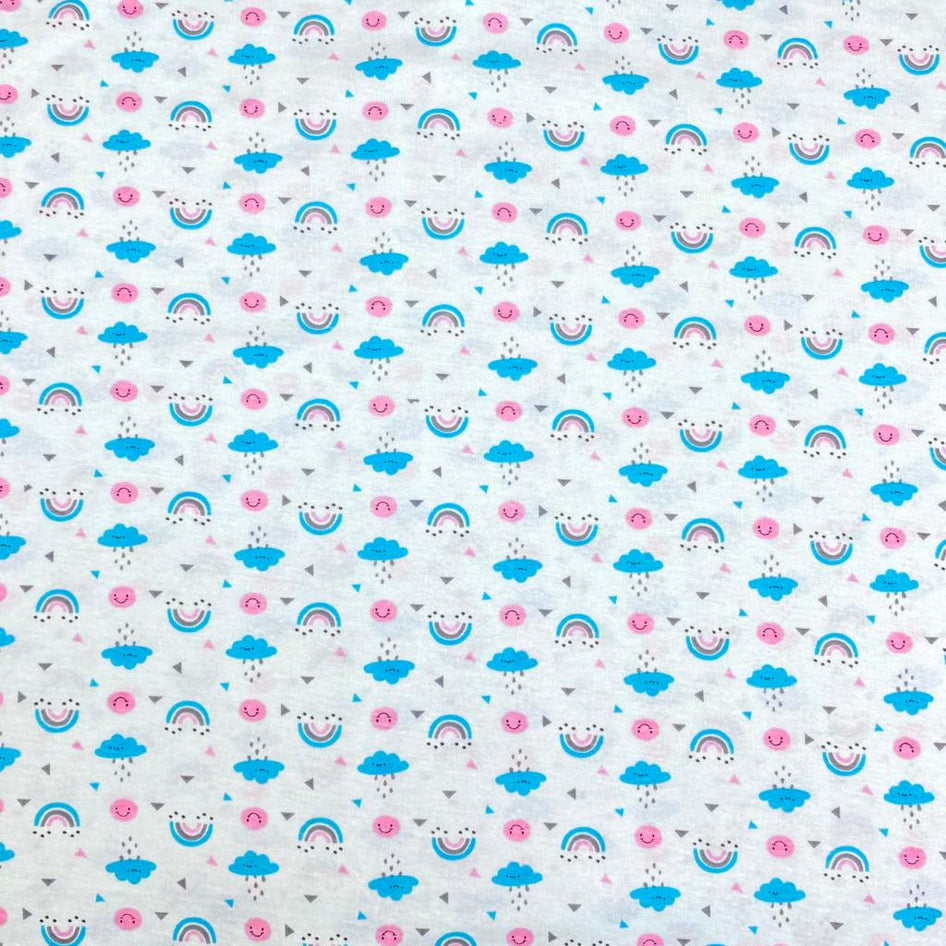 3 Metres Premium quality Cotton Jersey, 'Blue Clouds' - 55" Wide