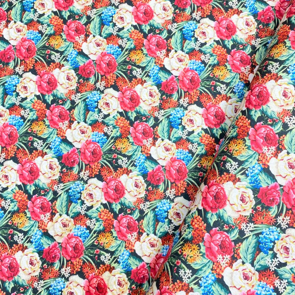 Per Metre Premium quality Digital Cotton, 'Red Roses' - 45" Wide