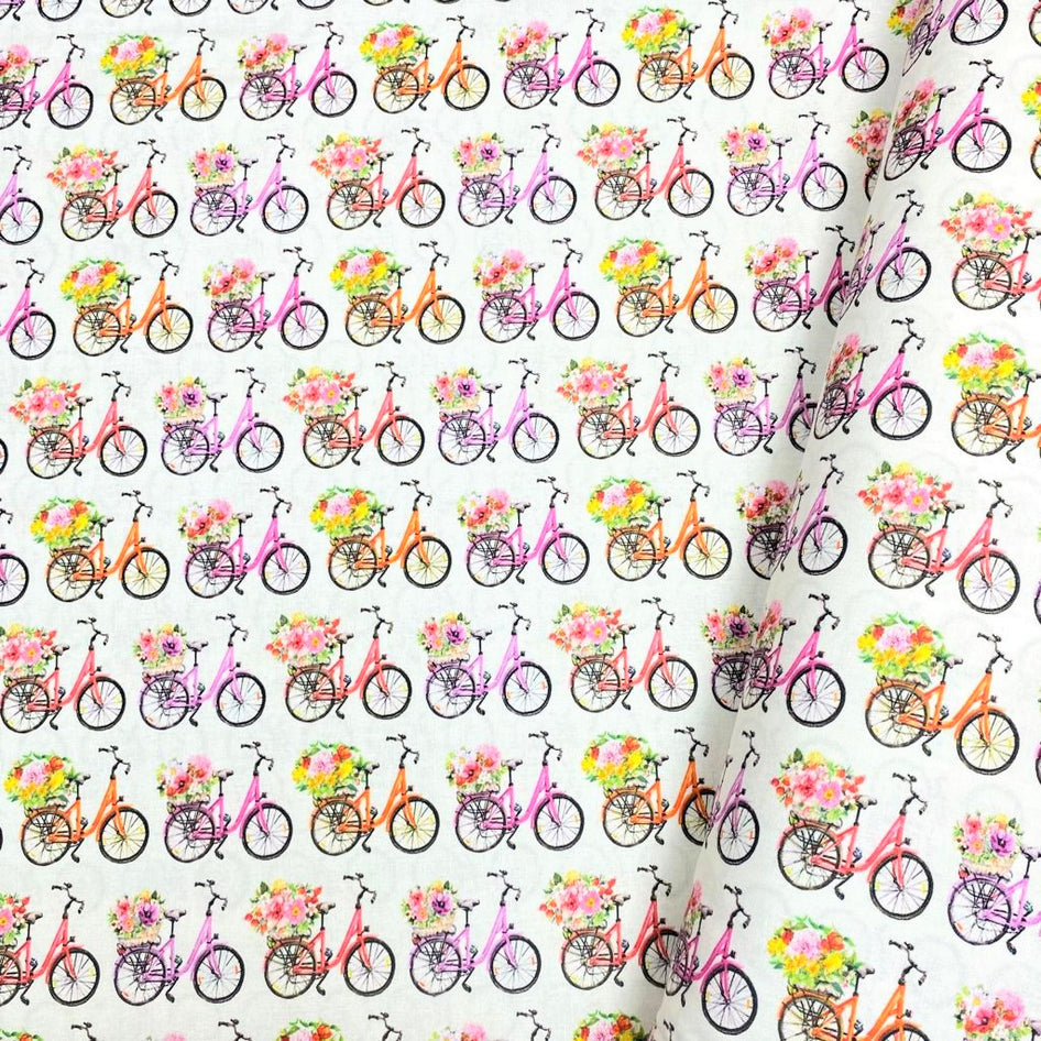 Per Metre Premium quality Digital Cotton, 'Bicycle' - 45" Wide
