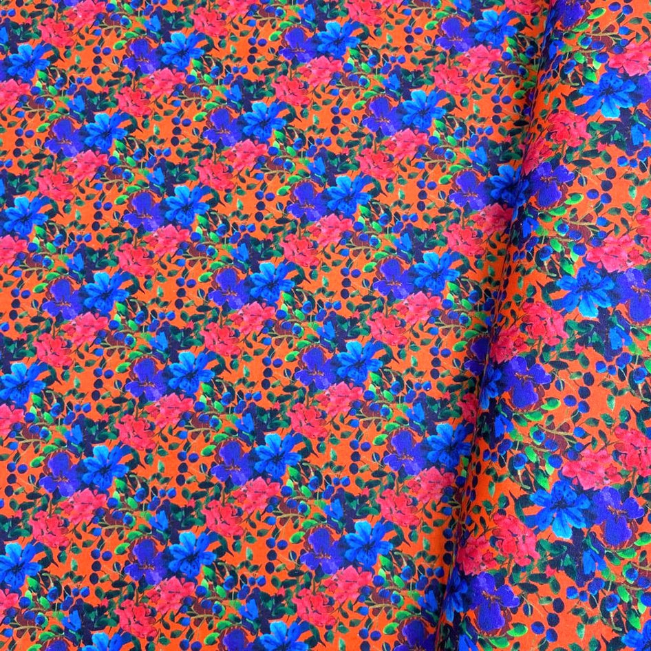 Per Metre Premium quality Digital Cotton, 'Blue Roses' - 45" Wide