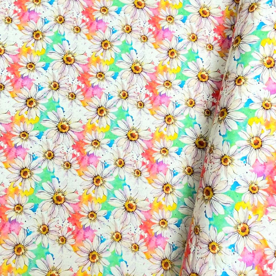 Per Metre Premium quality Digital Cotton, 'White Flowers' - 45" Wide