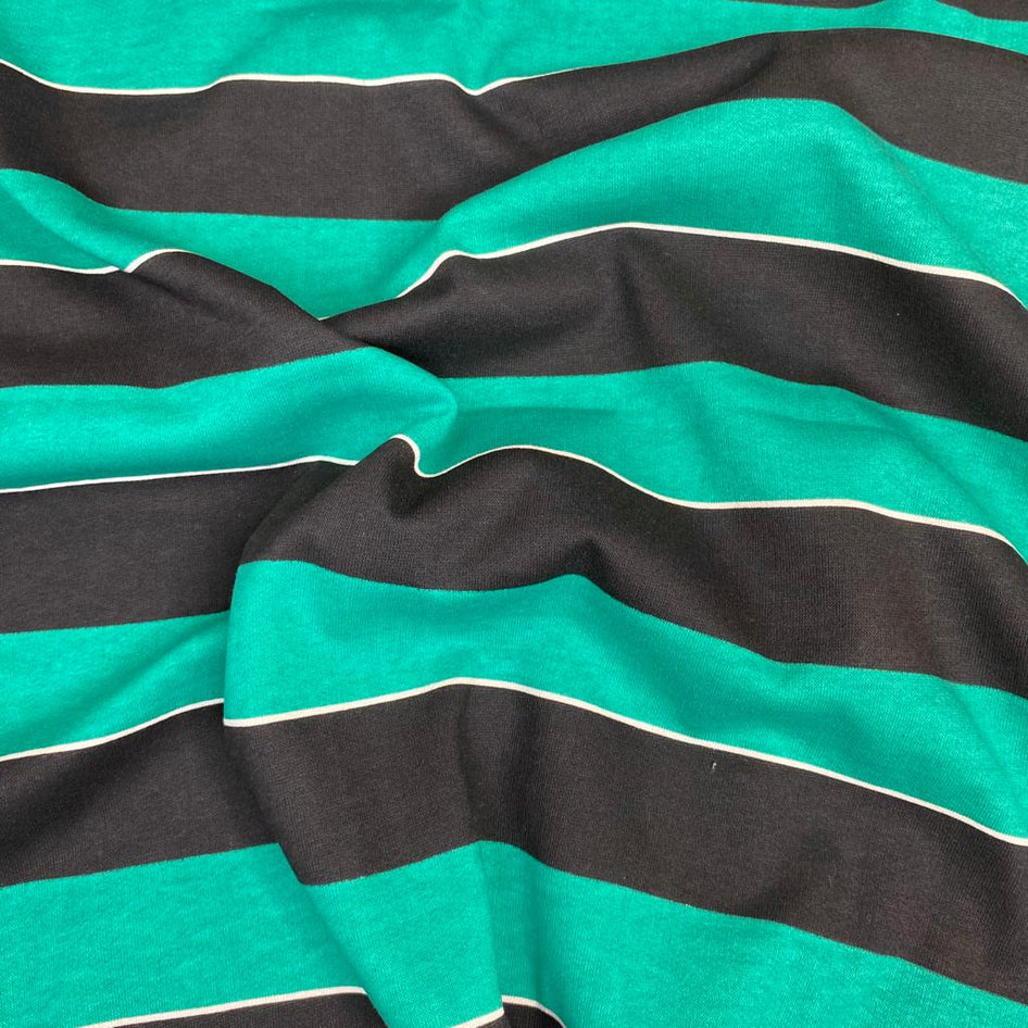 3 Metres Premium quality Cotton Jersey, 'Black & Green' - 58" Wide