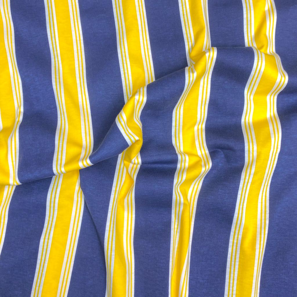 3 Metres Premium quality Cotton Jersey, 'Navy & Yellow' - 58" Wide