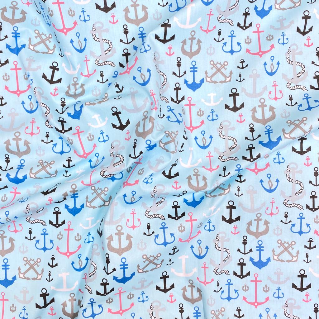 3 Metre Printed Organic Cotton, 'Blue' - 45" Wide