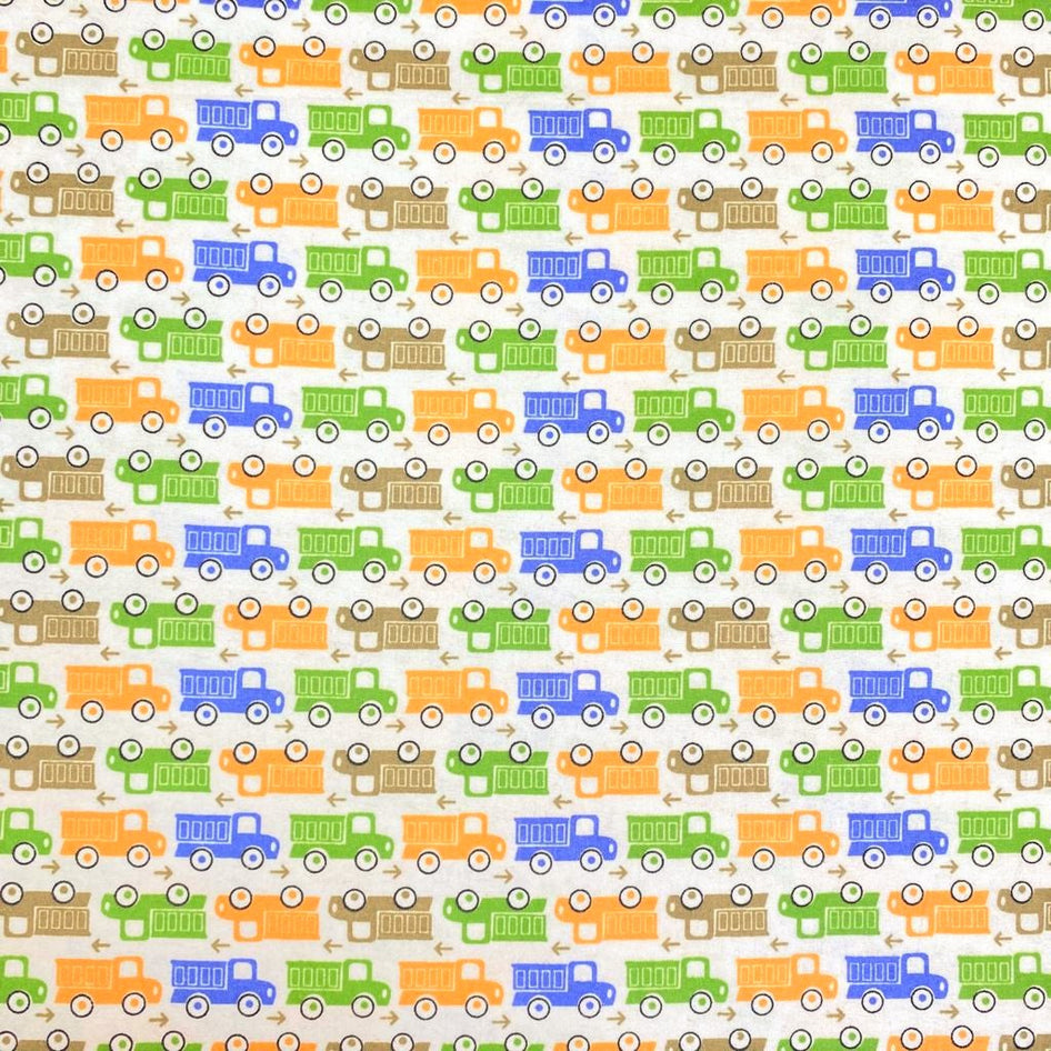 Sold Per Metre, Printed Brushed Cotton, 'Truck' - 55" Wide