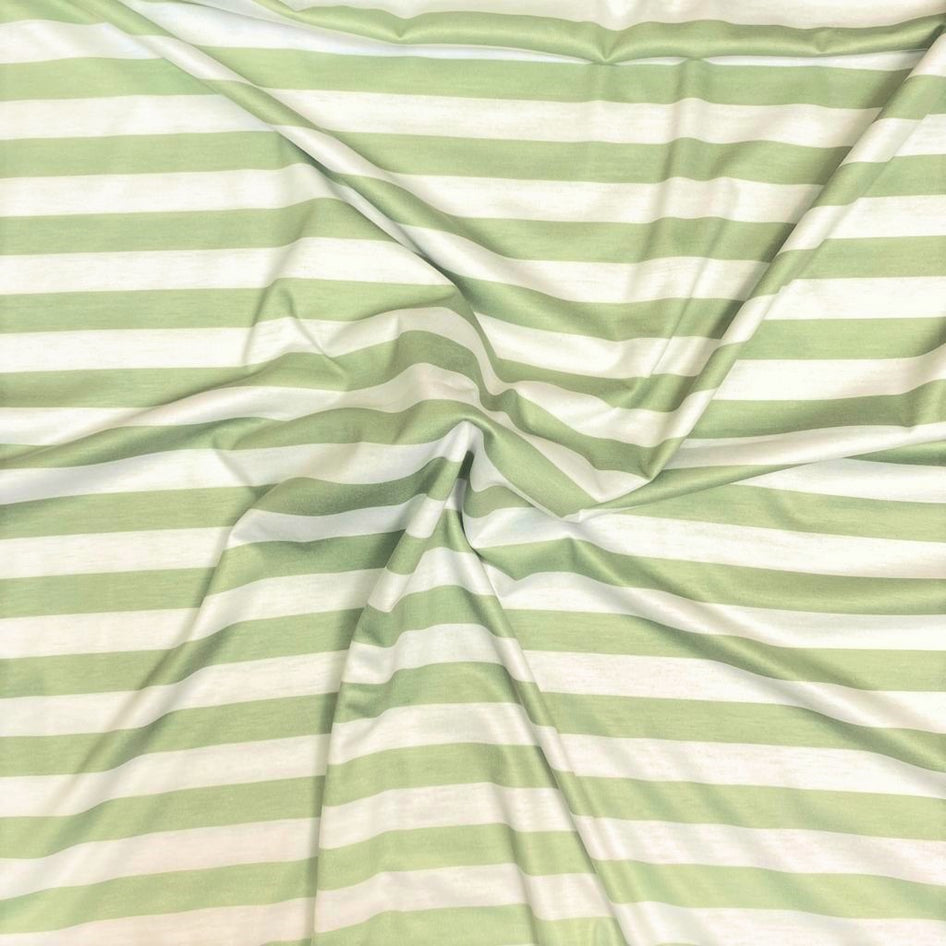 3 Metres Cotton Viscose blend Jersey, 'Green & White' - 55" Wide