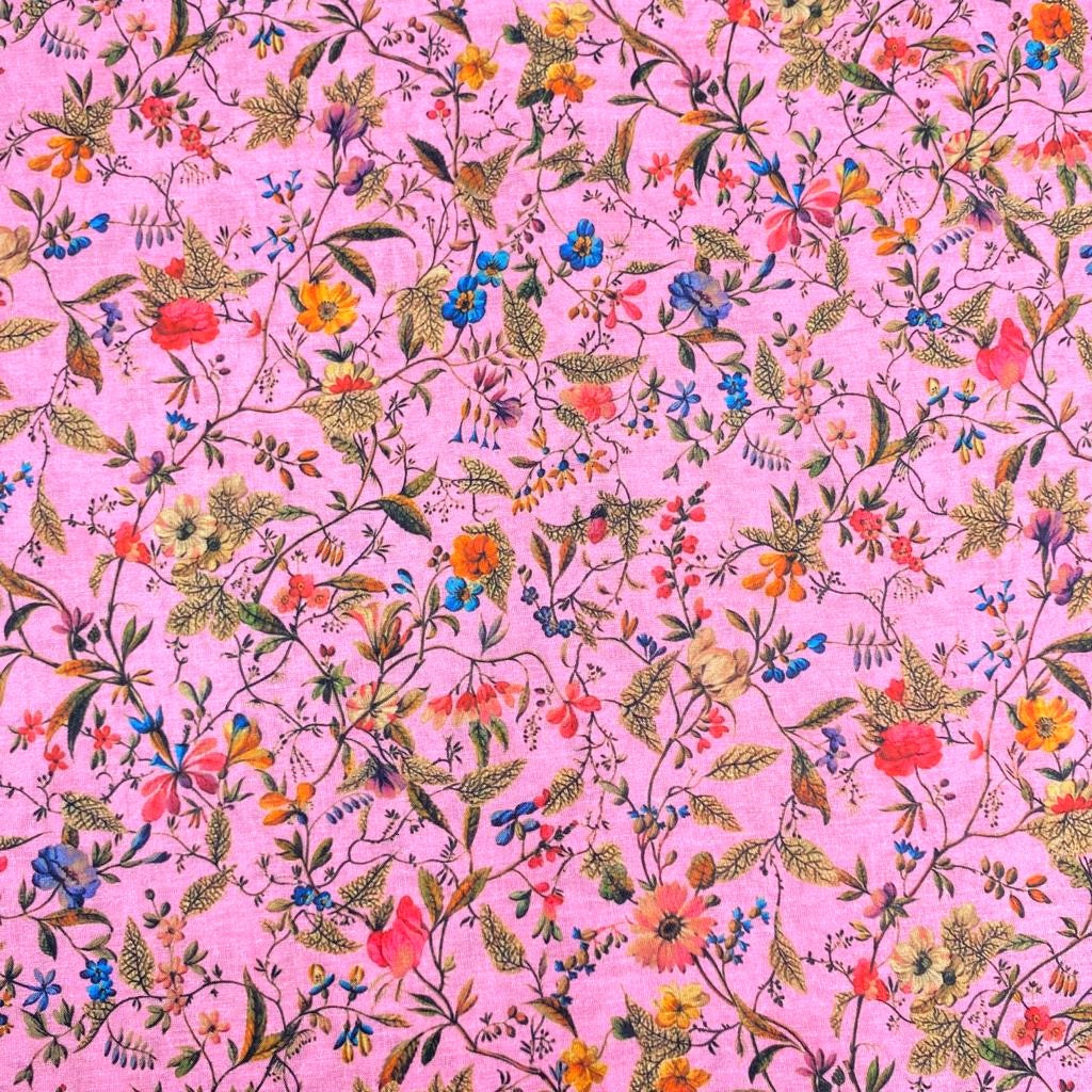 3 Metres Printed Cotton Lawn, 'Rosepink' - 58" Wide