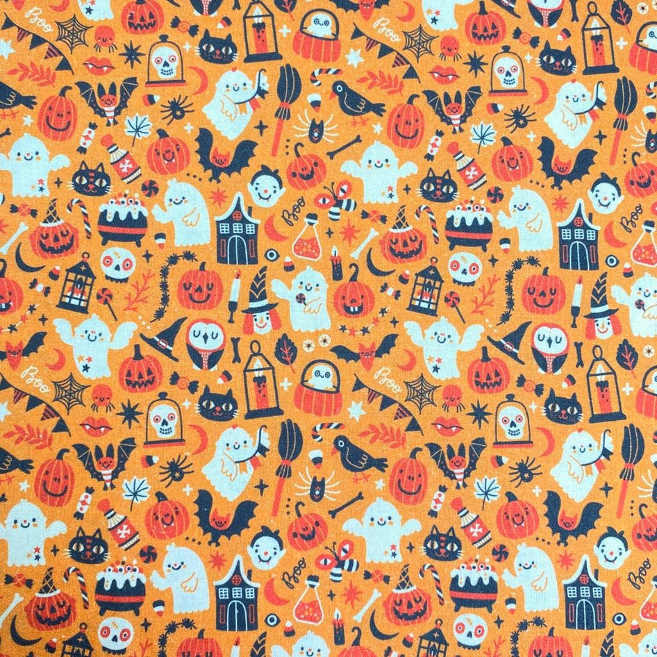 Halloween Themed Cotton, 'Pumpkin' - 45" Wide