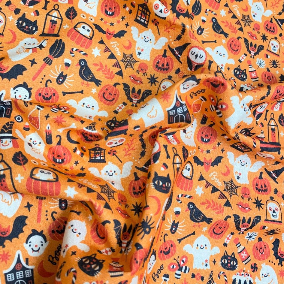 Halloween Themed Cotton, 'Pumpkin' - 45" Wide