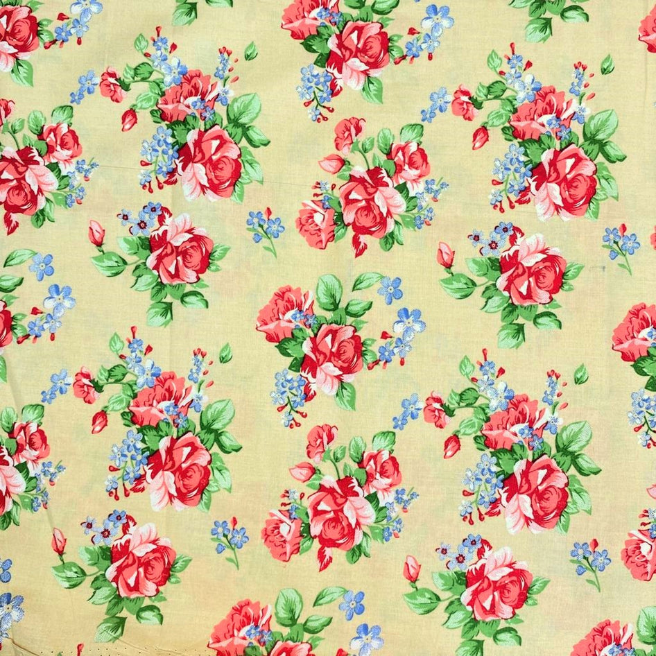 Per Metre Printed Cotton Poplin, 'Beige' - 45" Wide