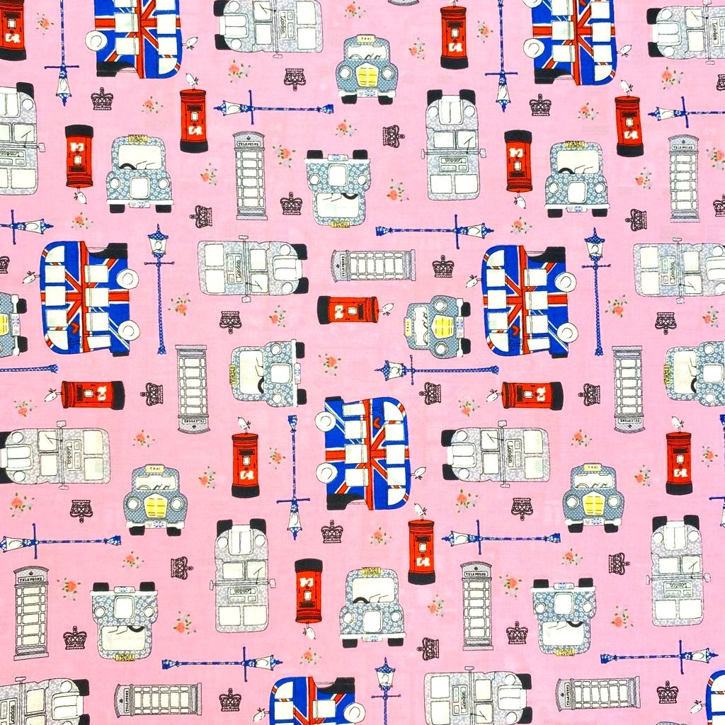 3 Metres Printed Cotton , 'London' - 45" Wide