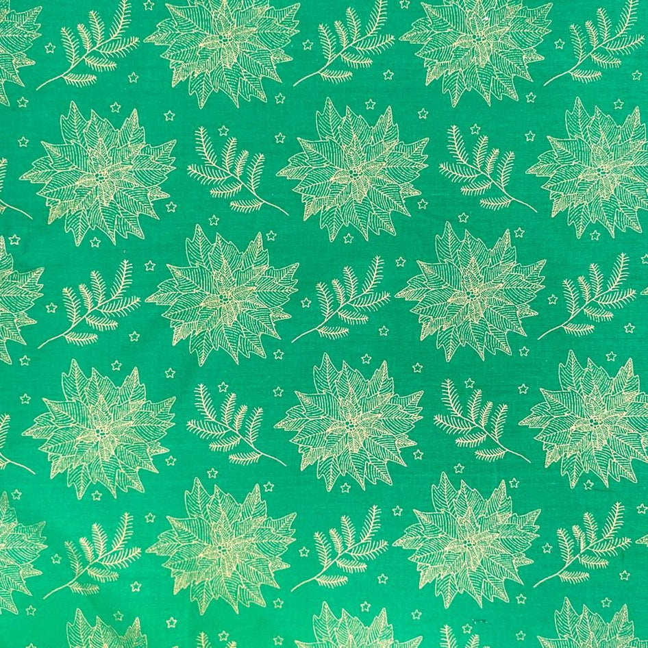 Printed Christmas Cotton, 'Christmas Green' - 45" Wide