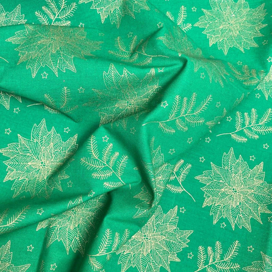 Printed Christmas Cotton, 'Christmas Green' - 45" Wide