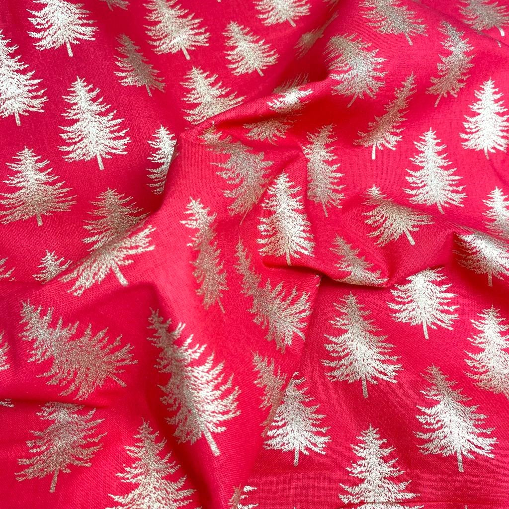 Printed Christmas Cotton, 'Christmas Red' - 45" Wide