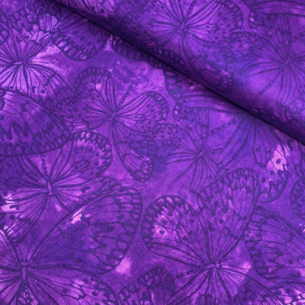 3 Metres Melody Quilting Cotton, 'Purple Butterfly' - 45" Wide