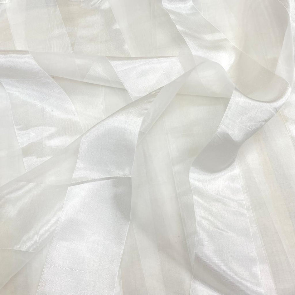 3 Metres Stripped Organza, 'Pearl' - 55" Wide