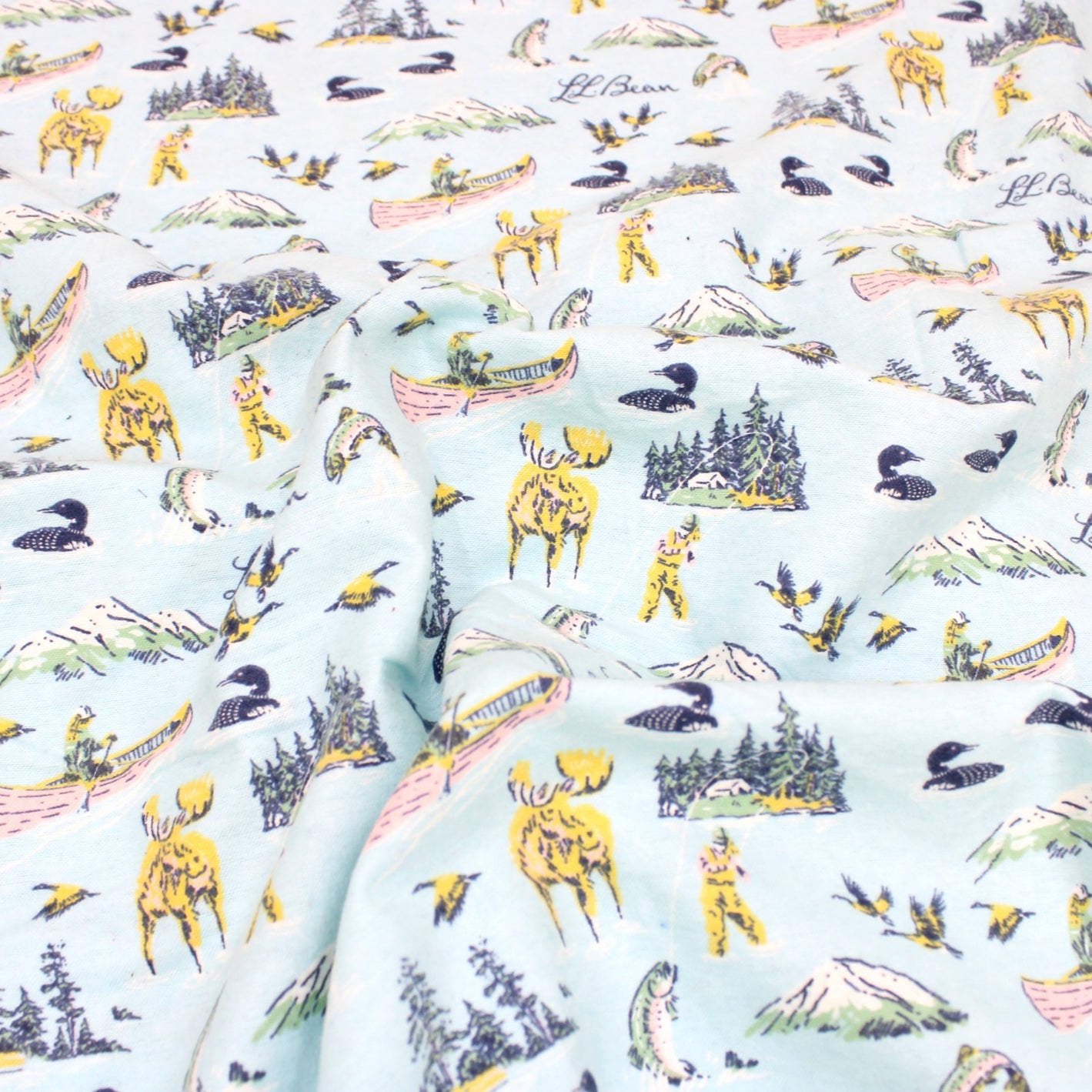 Sold 3 Metres, Printed Brushed Cotton, 'Camping' - 44" Wide