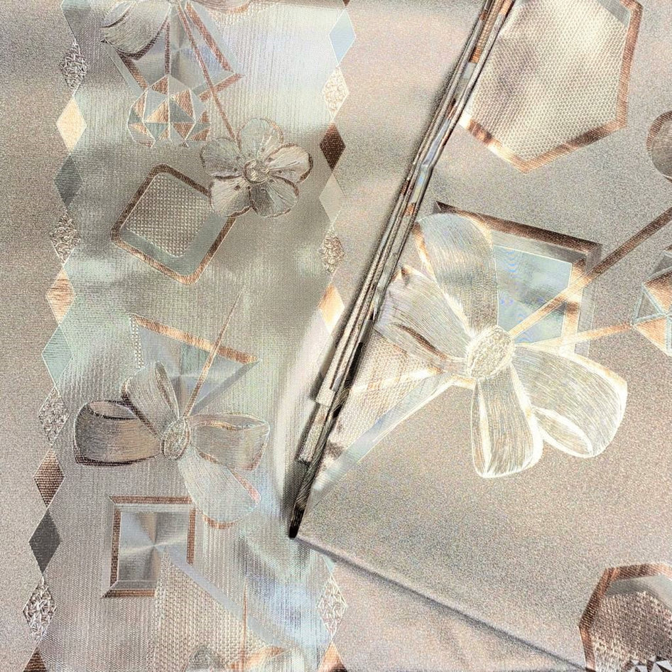 3 Metres, Soft Metallic PVC Fabric( Non-Toxic Food Grade), 'Bows' - 55" Wide