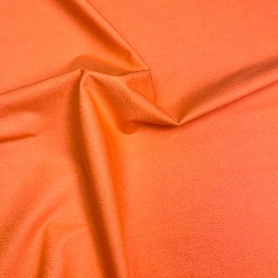 Sold Per Metre, High Thread Count Cotton Poplin, 'Tangerine, Shade 41' - 45" Wide