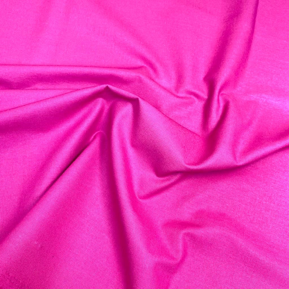 Sold Per Metre, High Thread Count Cotton Poplin, 'Berry Pink, Shade 45' - 45" Wide