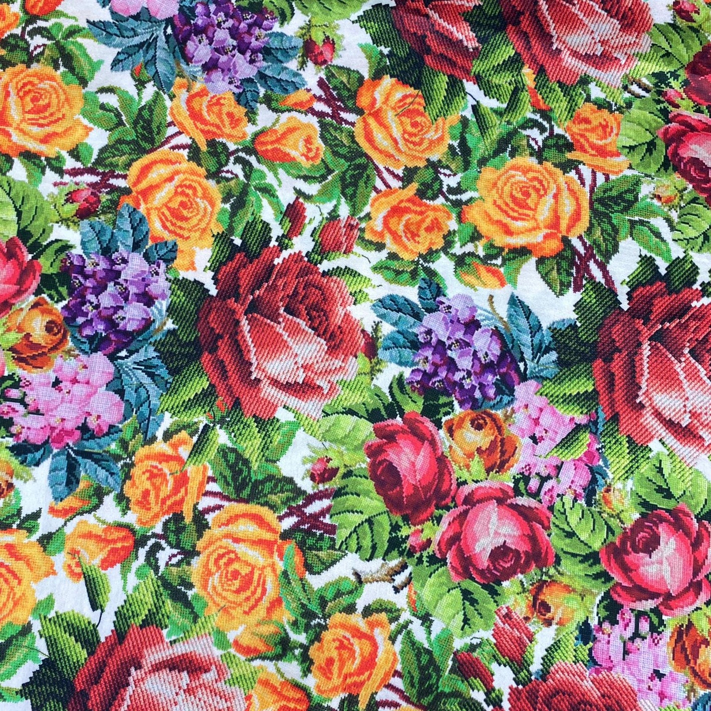 Sold 3 Metres Soft Printed Satin, 'RED ROSES' - 55" Wide