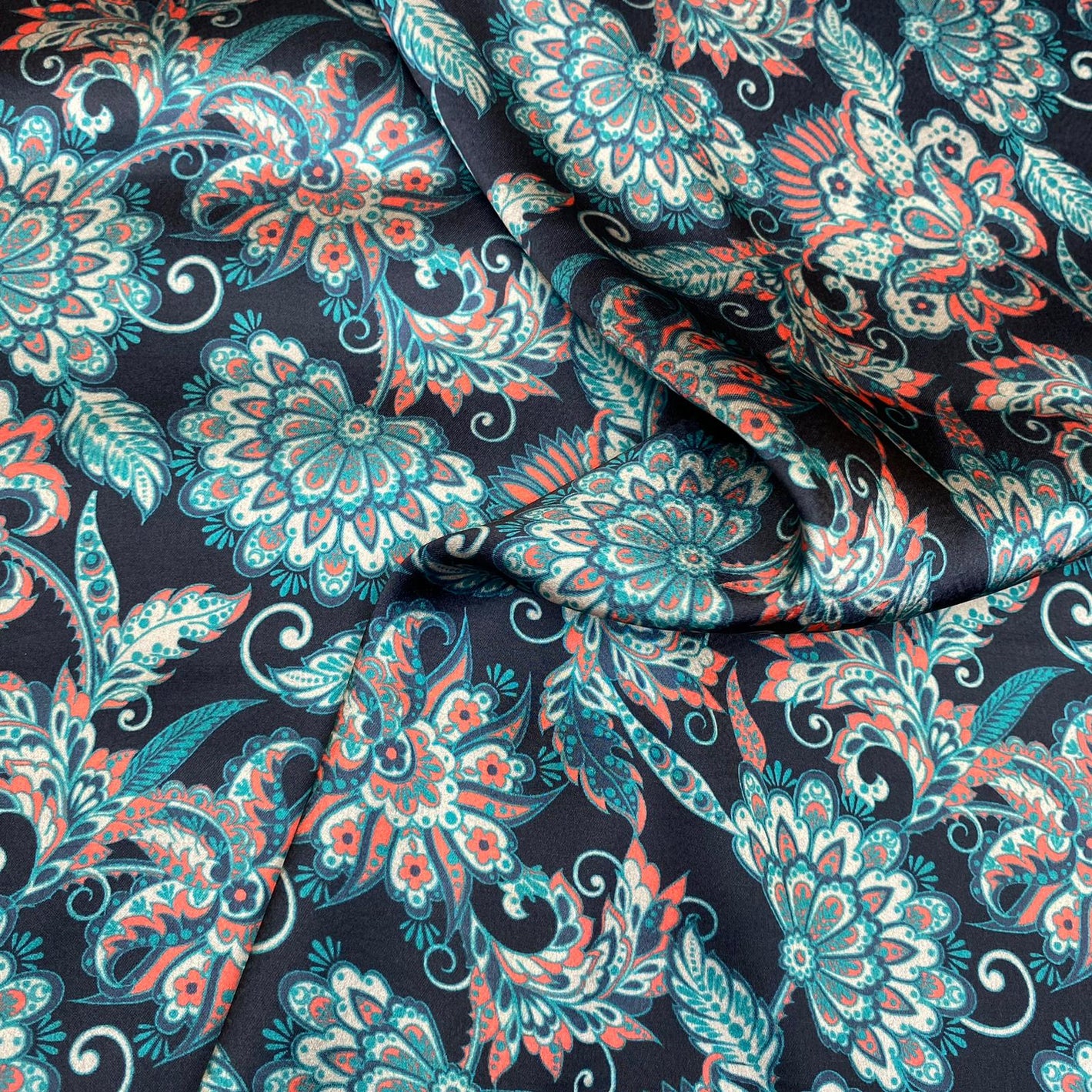 Sold 3 Metres Soft Printed Satin, 'FLORAL' - 55" Wide