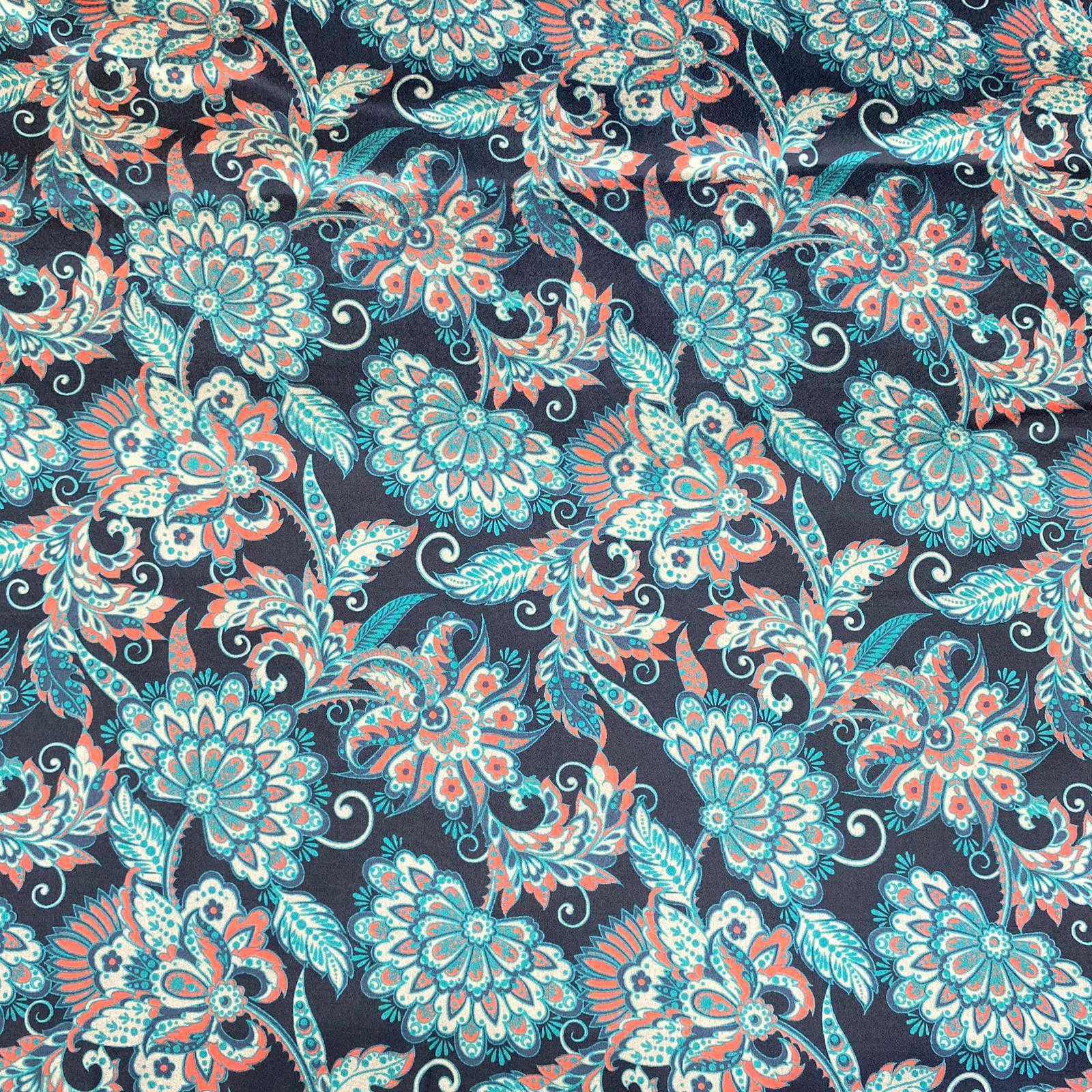 Sold 3 Metres Soft Printed Satin, 'FLORAL' - 55" Wide