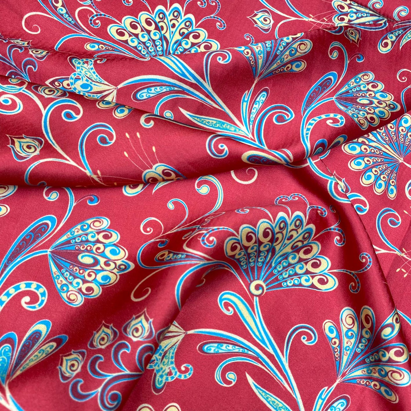 Sold 3 Metres Soft Printed Satin, 'RED' - 55" Wide
