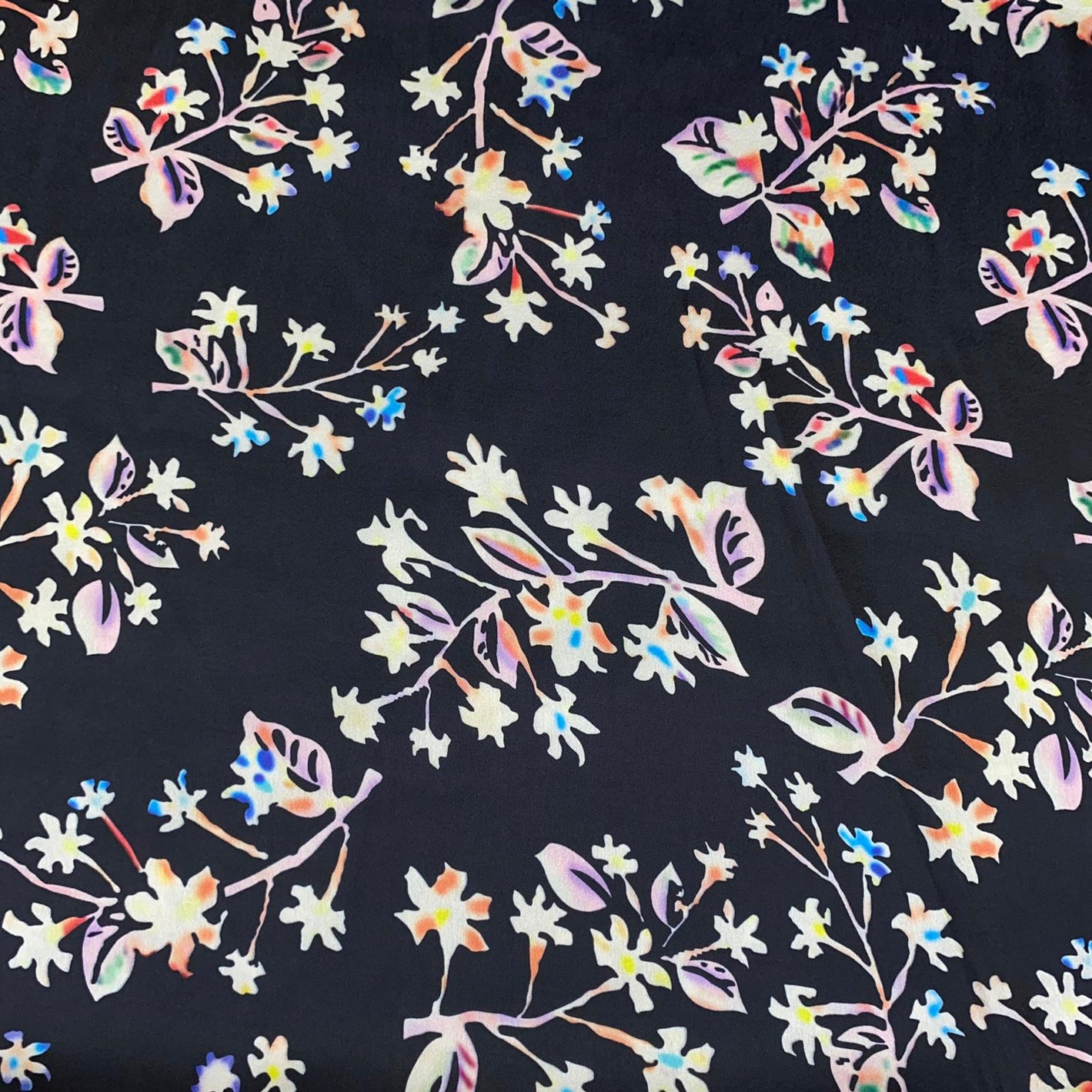 Sold 3 Metres Soft Printed Satin, 'BLACK' - 55" Wide