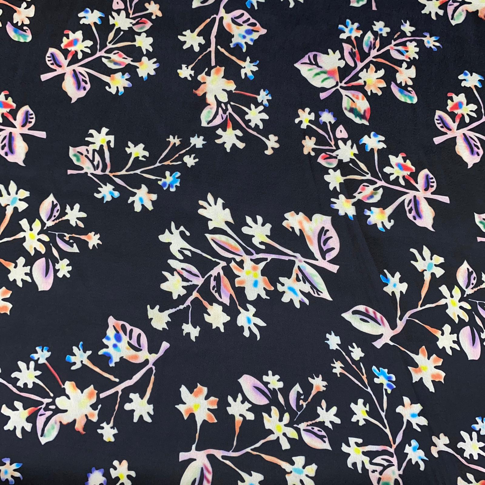 Sold 3 Metres Soft Printed Satin, 'BLACK' - 55" Wide