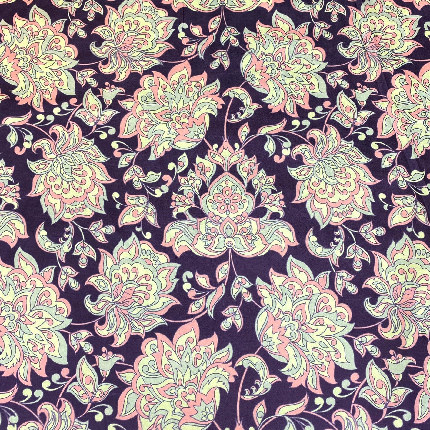 Sold 3 Metres Soft Printed Satin, 'PURPLE' - 55" Wide