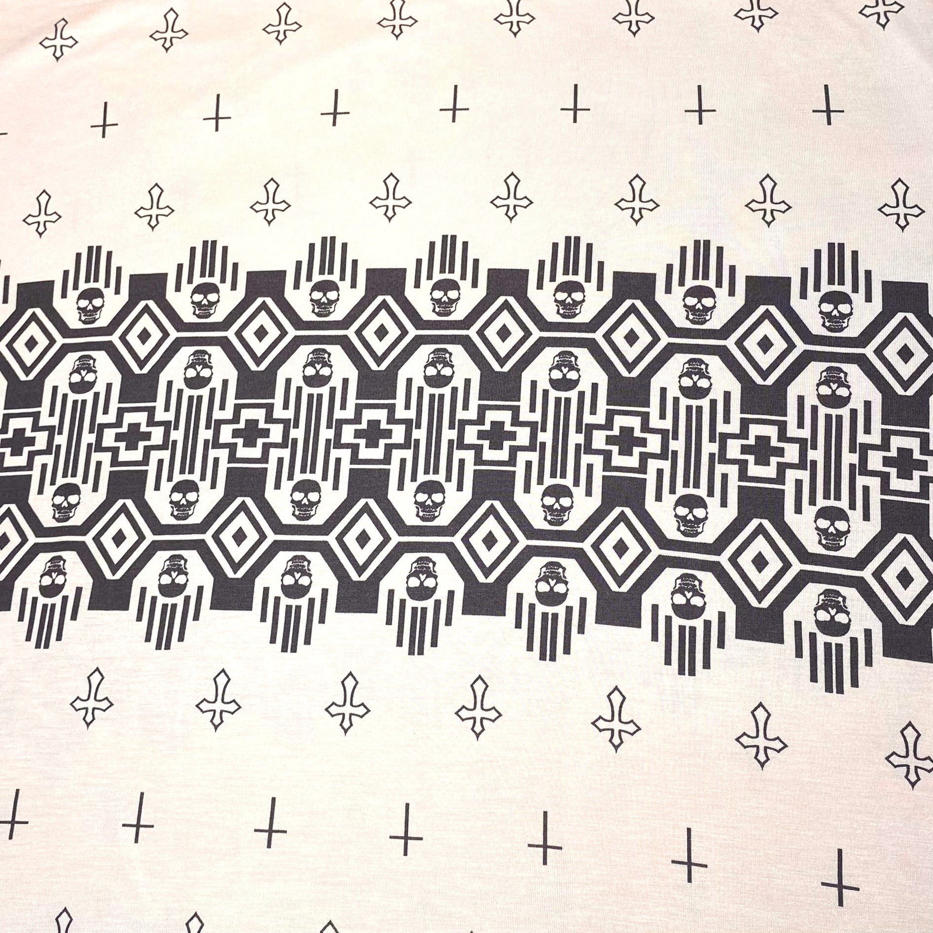 Sold 3 Metres Printed Jersey, 'CROSS' - 55" Wide