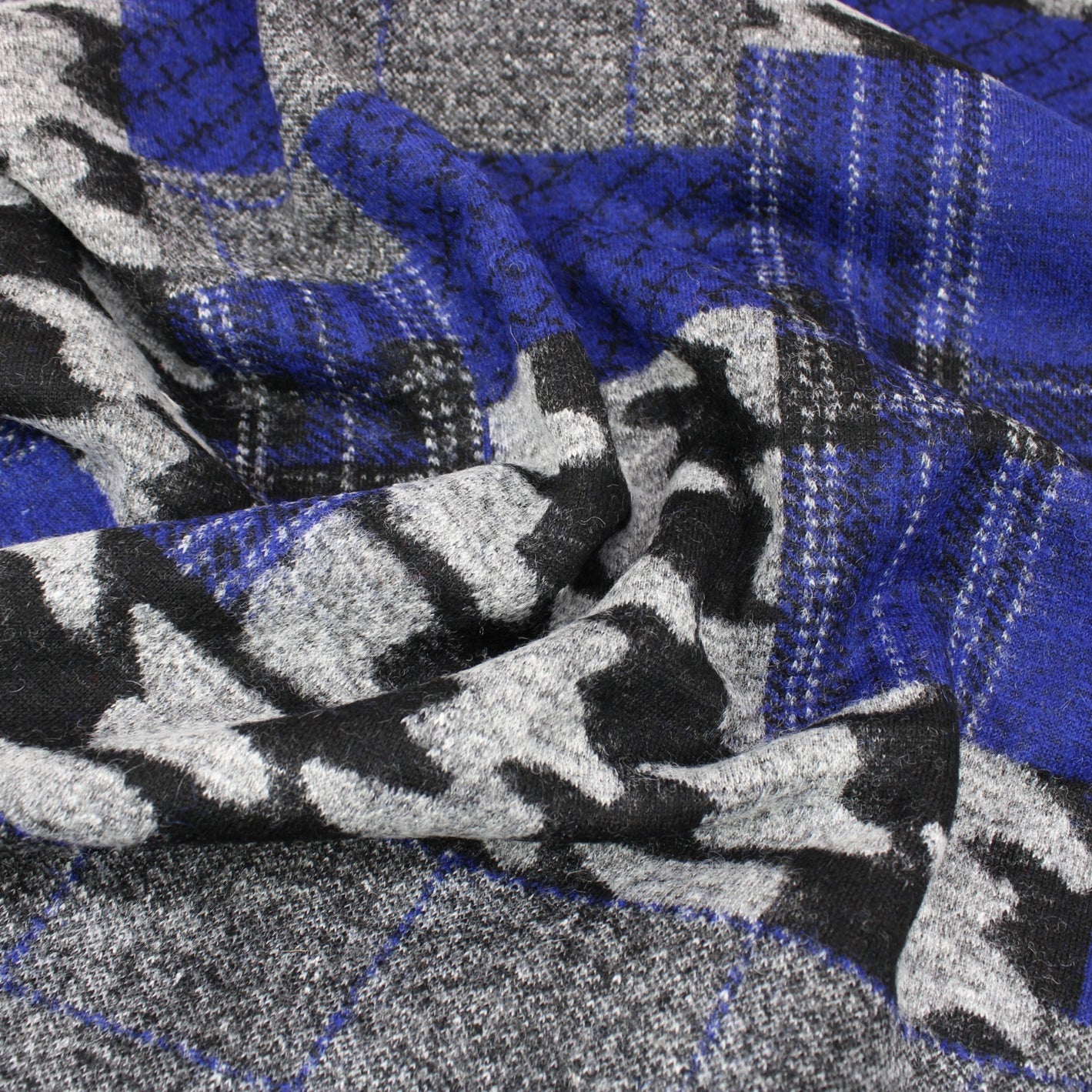 Sold 3 Metres Poly Wool , 'WHITE & BLUE' - 56" Wide