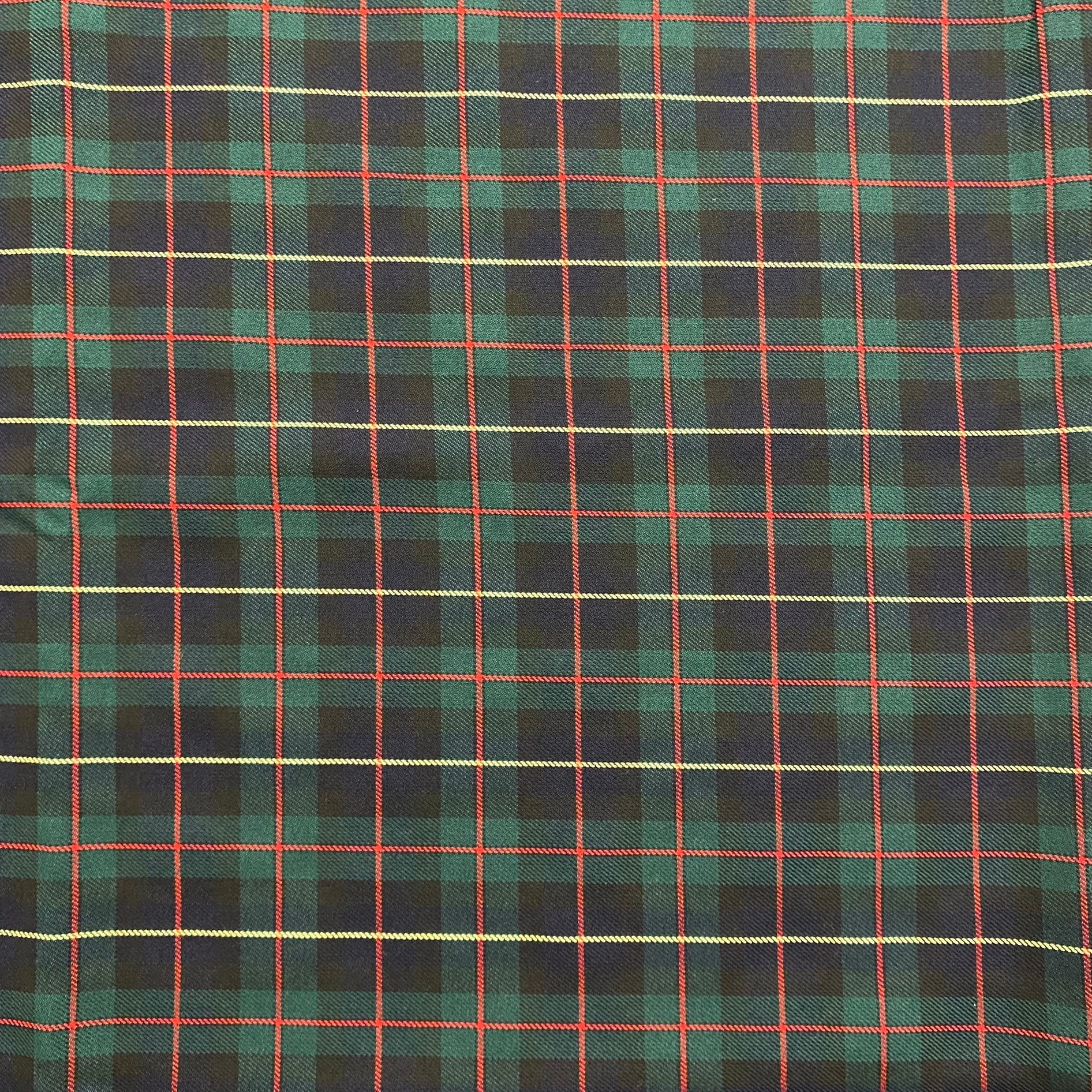 3 Metres, Printed Poly Viscose Tartan, 'GREEN' - 55" Wide