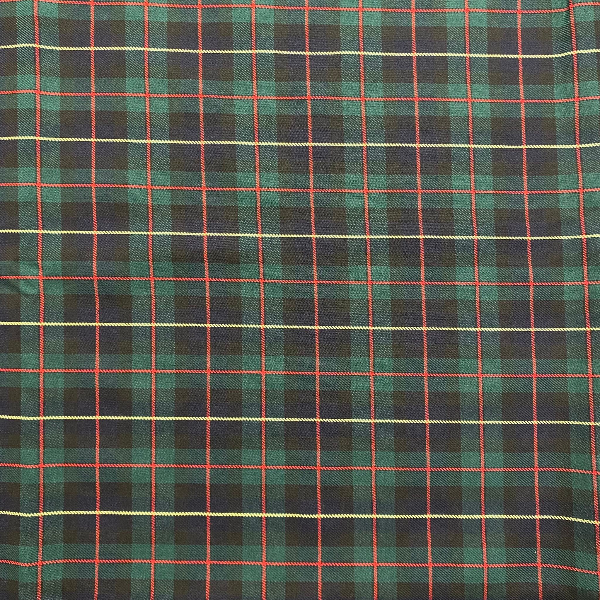 3 Metres, Printed Poly Viscose Tartan, 'GREEN' - 55" Wide