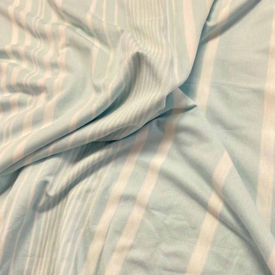 3 Metres Soft stripped Jersey, 'BABY BLUE & WHITE' -56" Wide