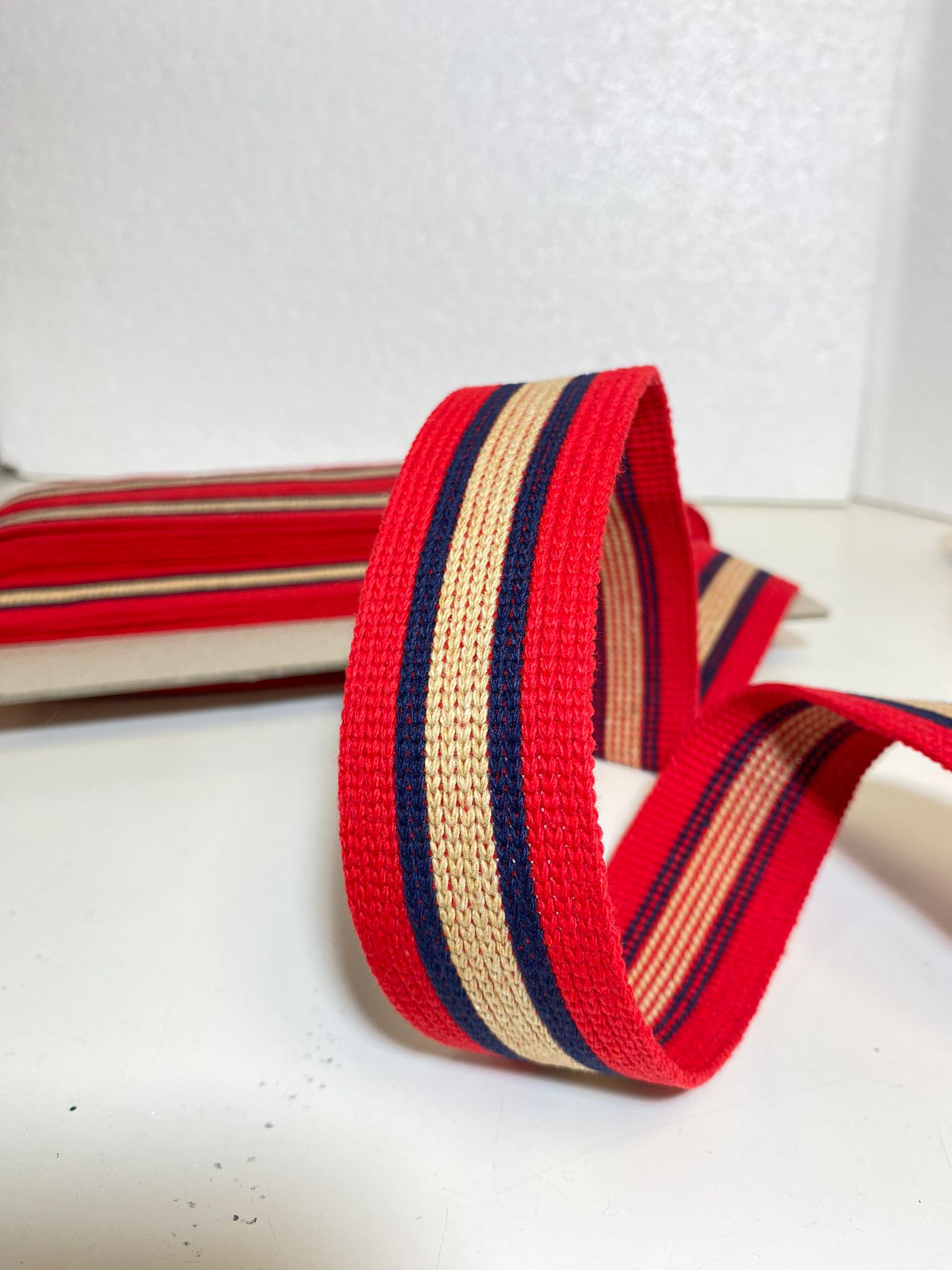 Per Metre Stripped Cotton Tape Webbing: For Bag Straps- 38mm / 40mm