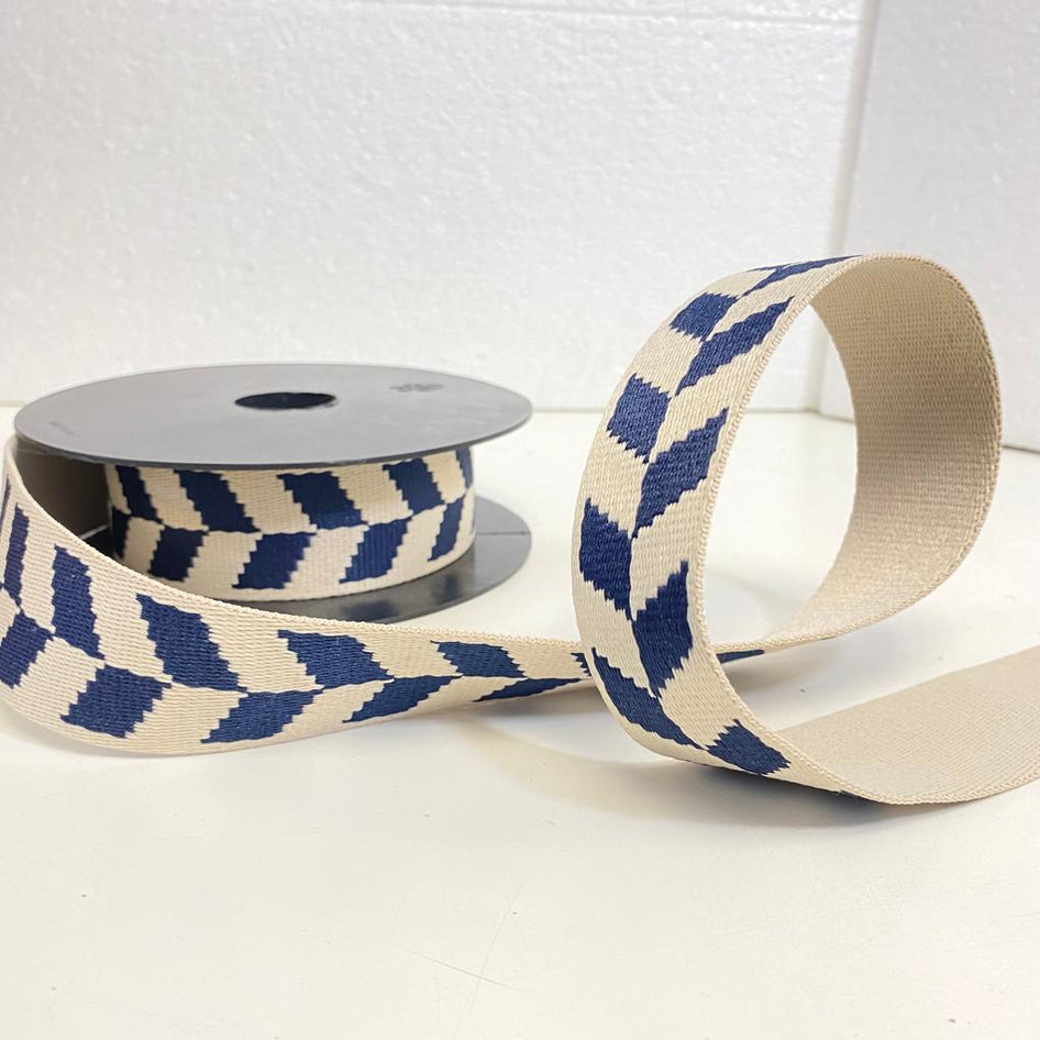 Per Metre Leaf Pattern Cotton Webbing: For Bag Straps- 38mm / 40mm