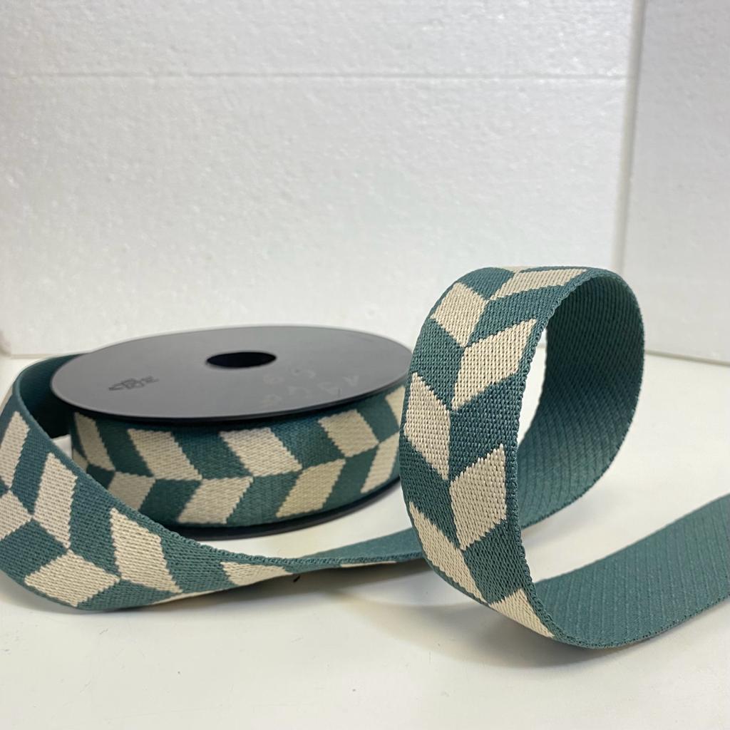 Per Metre Leaf Pattern Cotton Webbing: For Bag Straps- 38mm / 40mm