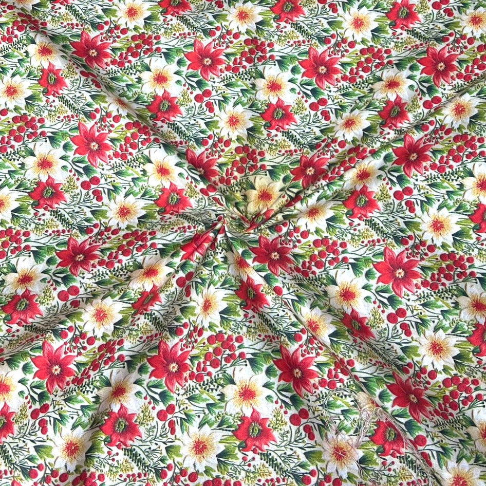 Per metre Quilting Cotton, 'Flowers' - 45" Wide