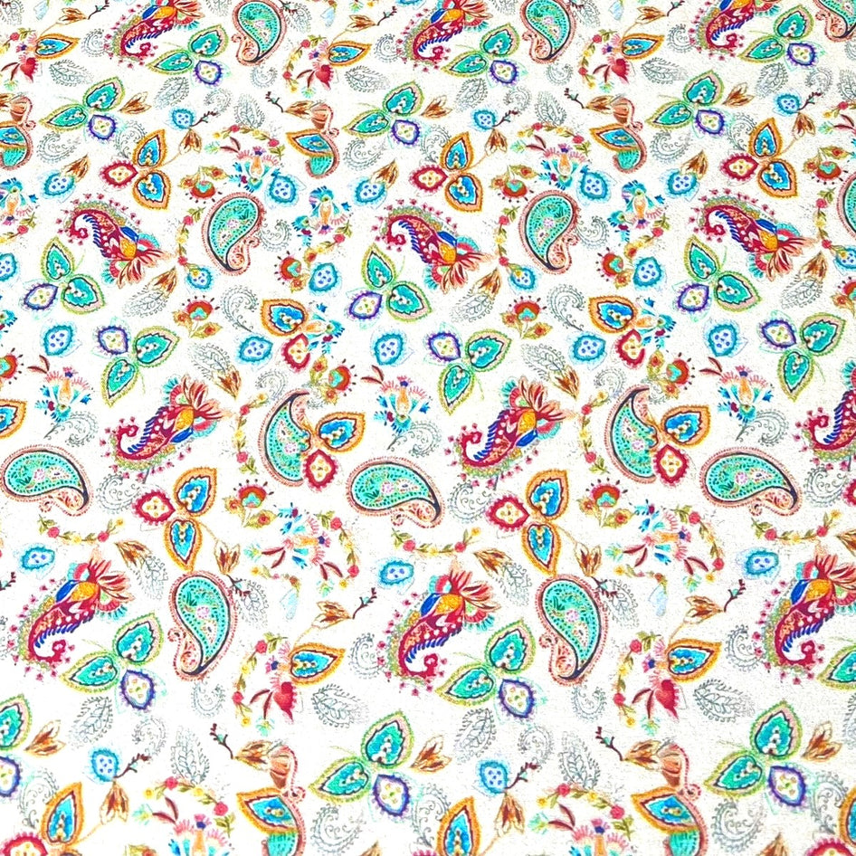 Per metre Quilting Cotton, 'Multi-coloured Leaves' - 45" Wide