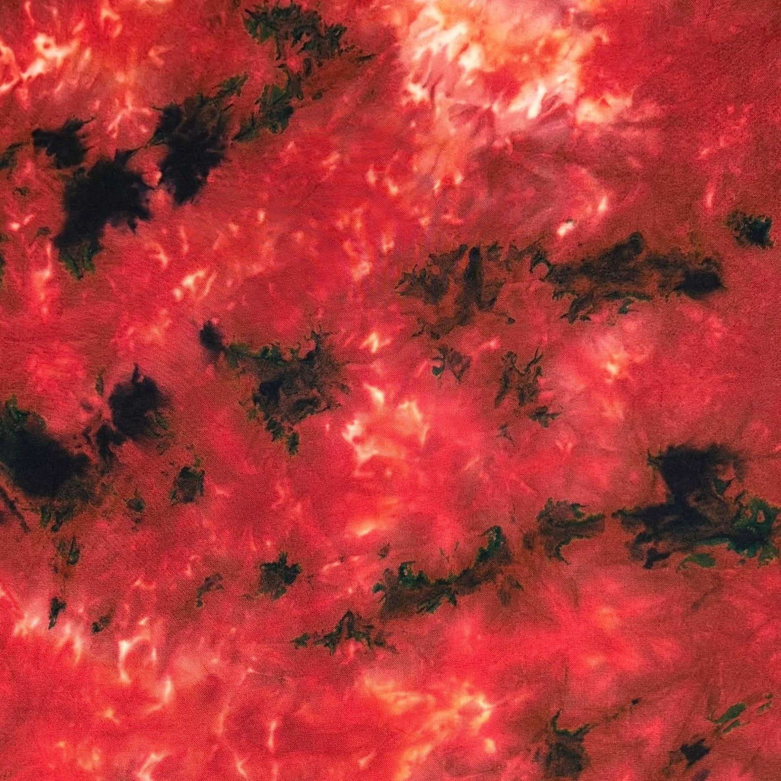 3 Metres, Luxury Tie-Dye Printed Viscose, - 45" Wide -Red & Black