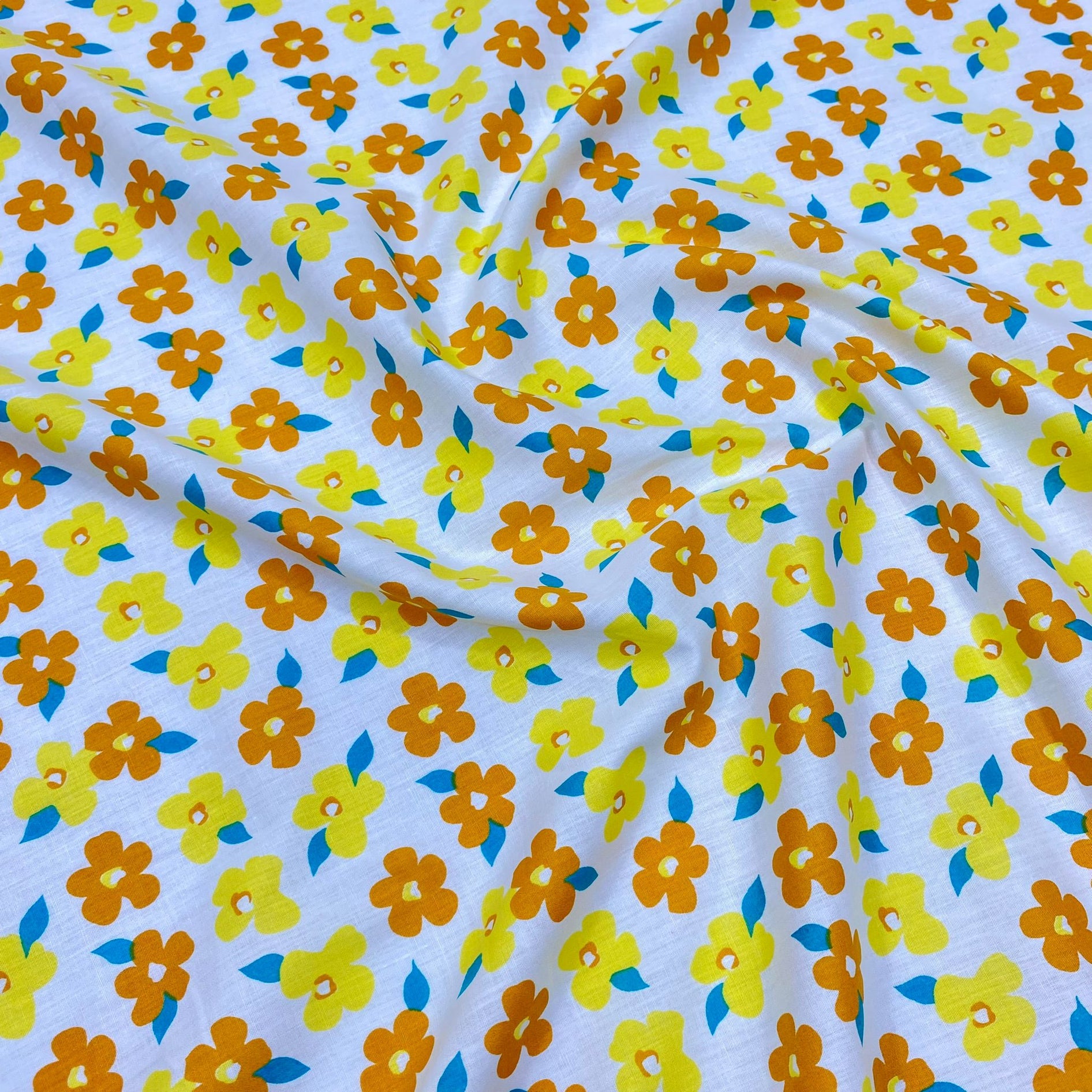 3 Metres, Premium Cotton Lawn - 60" Wide - Orange & Yellow