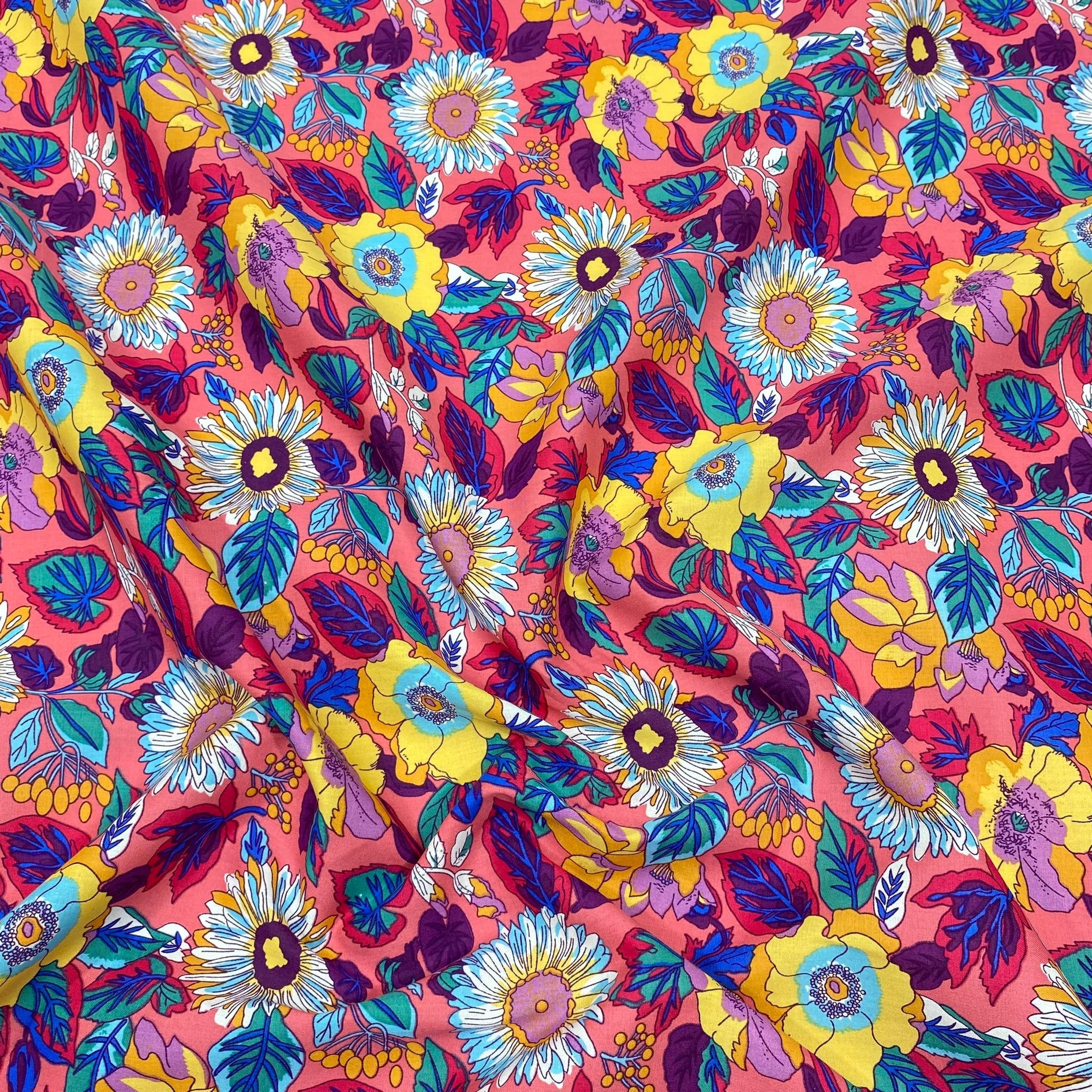 3 Metres, Premium Cotton Lawn - 60" Wide - Bright Flowers