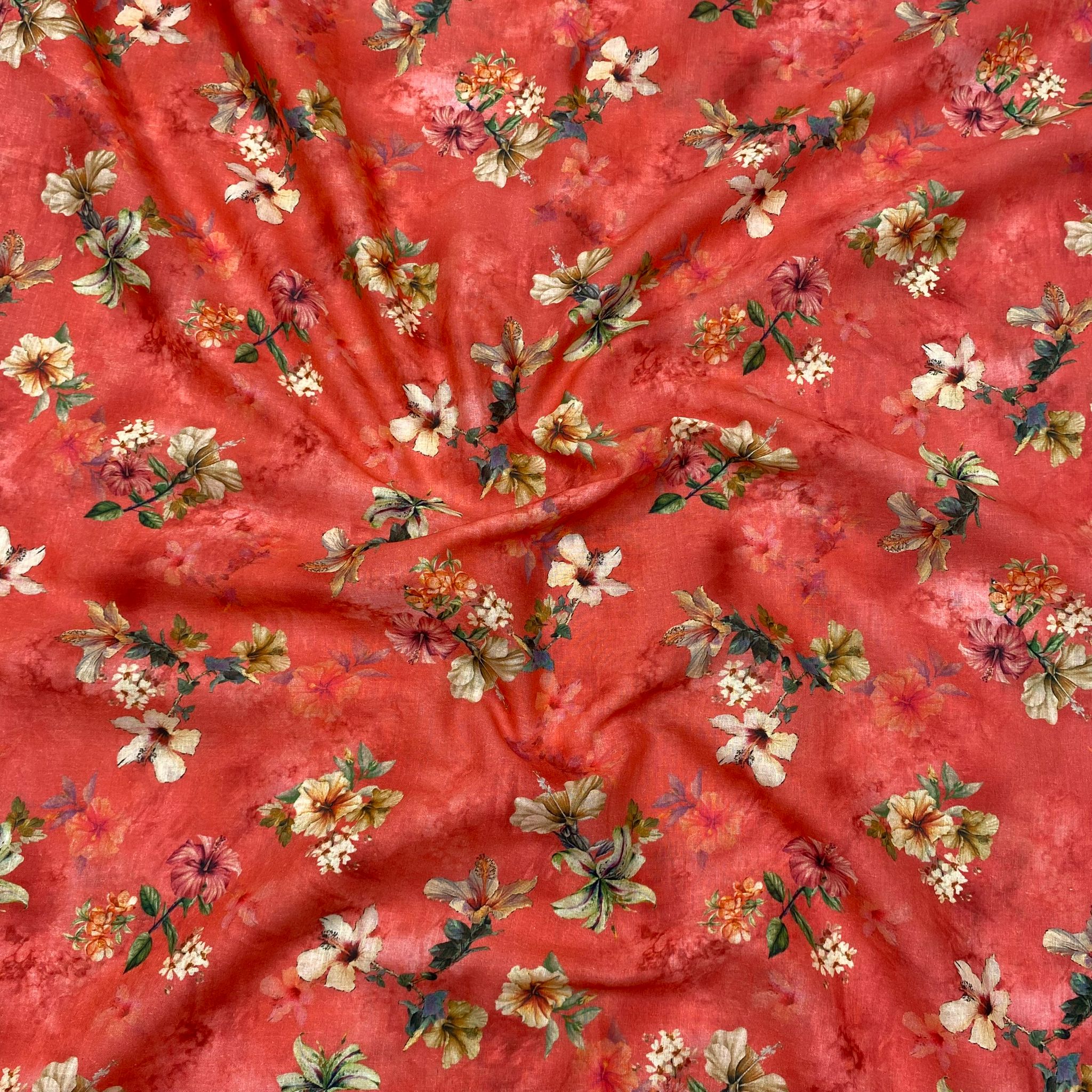 Per Metre, Premium Cotton Lawn - 55" Wide - Red
