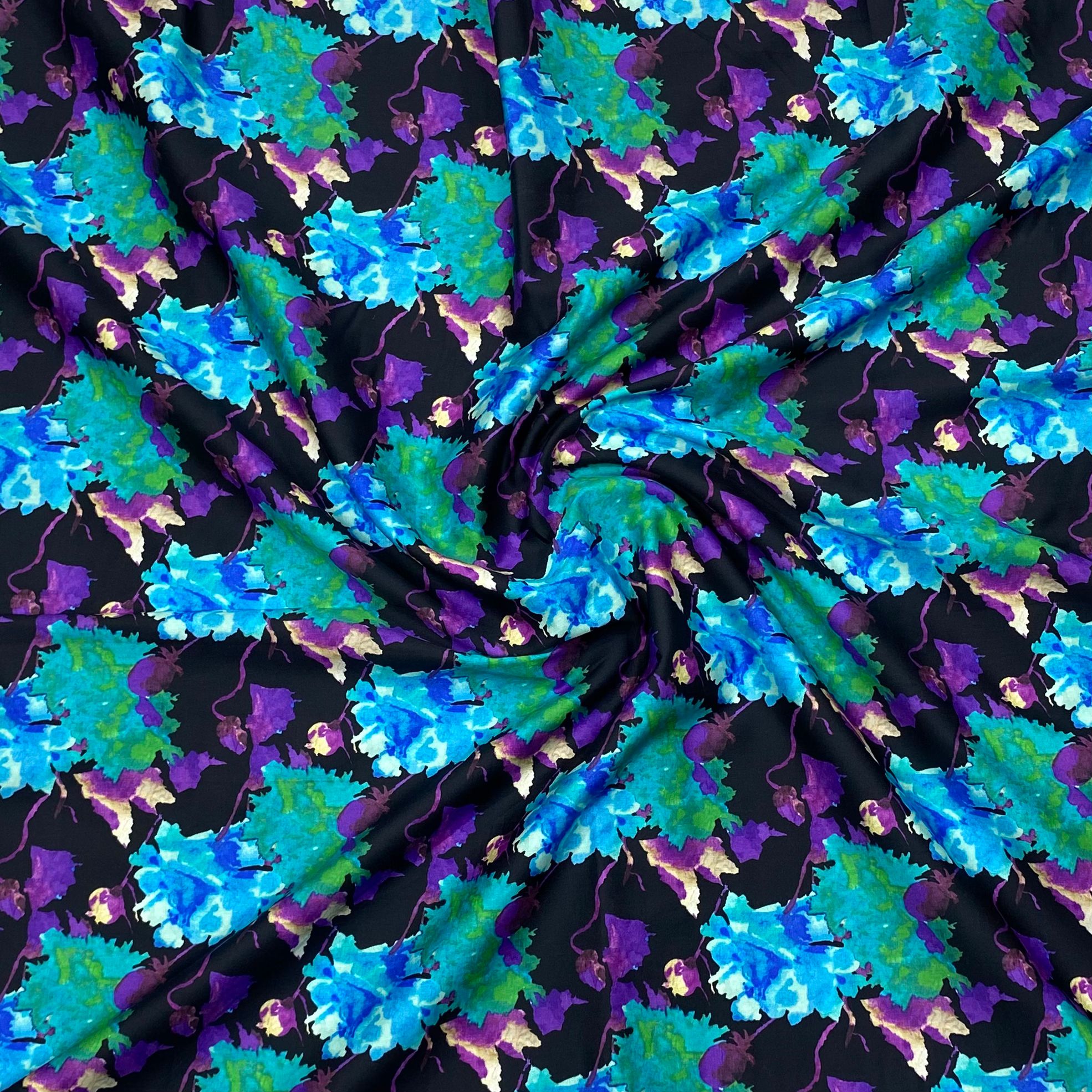 3 Metres Soft Printed Cotton Sateen, - 55" Wide 'Blueberry'